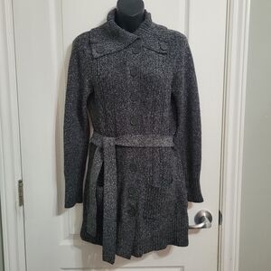 #023 Dalia Charcoal Long Sleeve Knit Cardigan Sz Small